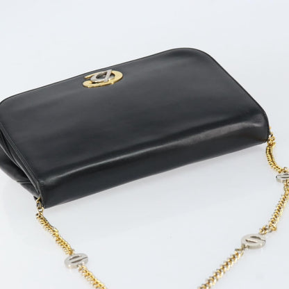 Christian Dior Vintage Chain Flap Shoulder Bag Leather, BLACK, LEATHER, Shoulder bag