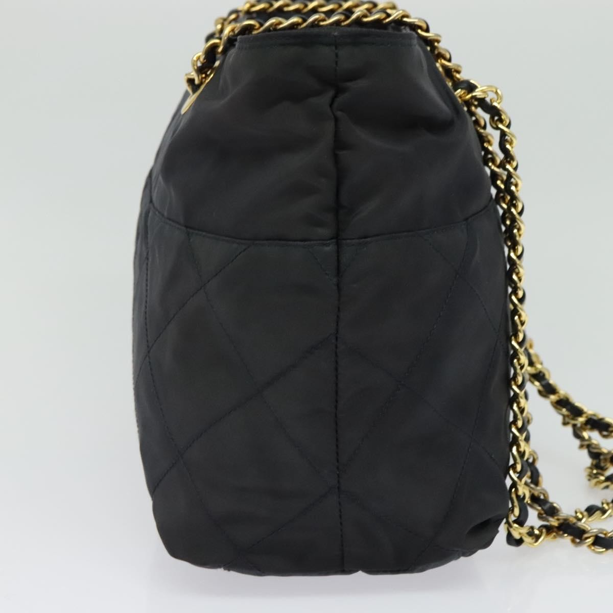 Prada Chain Shoulder Bag Quilted Tessuto, NAVY, NYLON, Shoulder bag