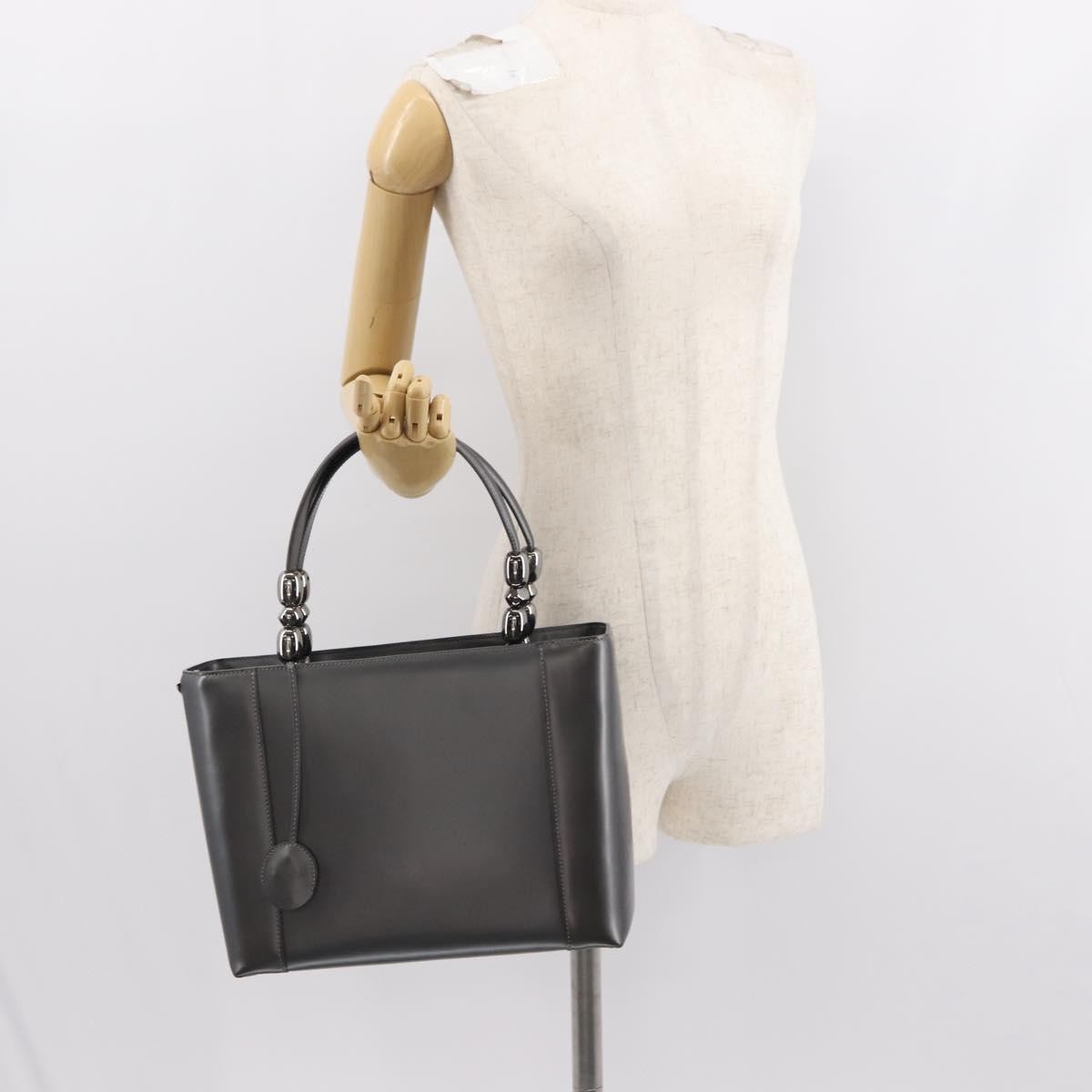 Christian Dior Vintage Handbag Leather, GRAY, LEATHER, Handbag