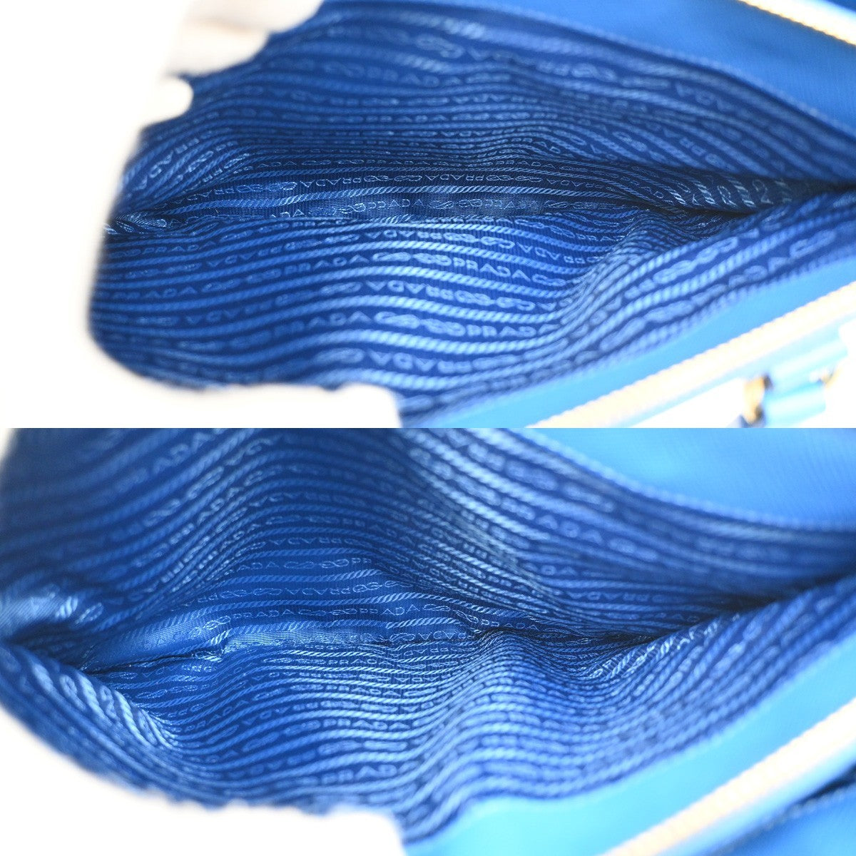 Prada Double Zip Tote Leather, BLUE, LEATHER, Tote bag