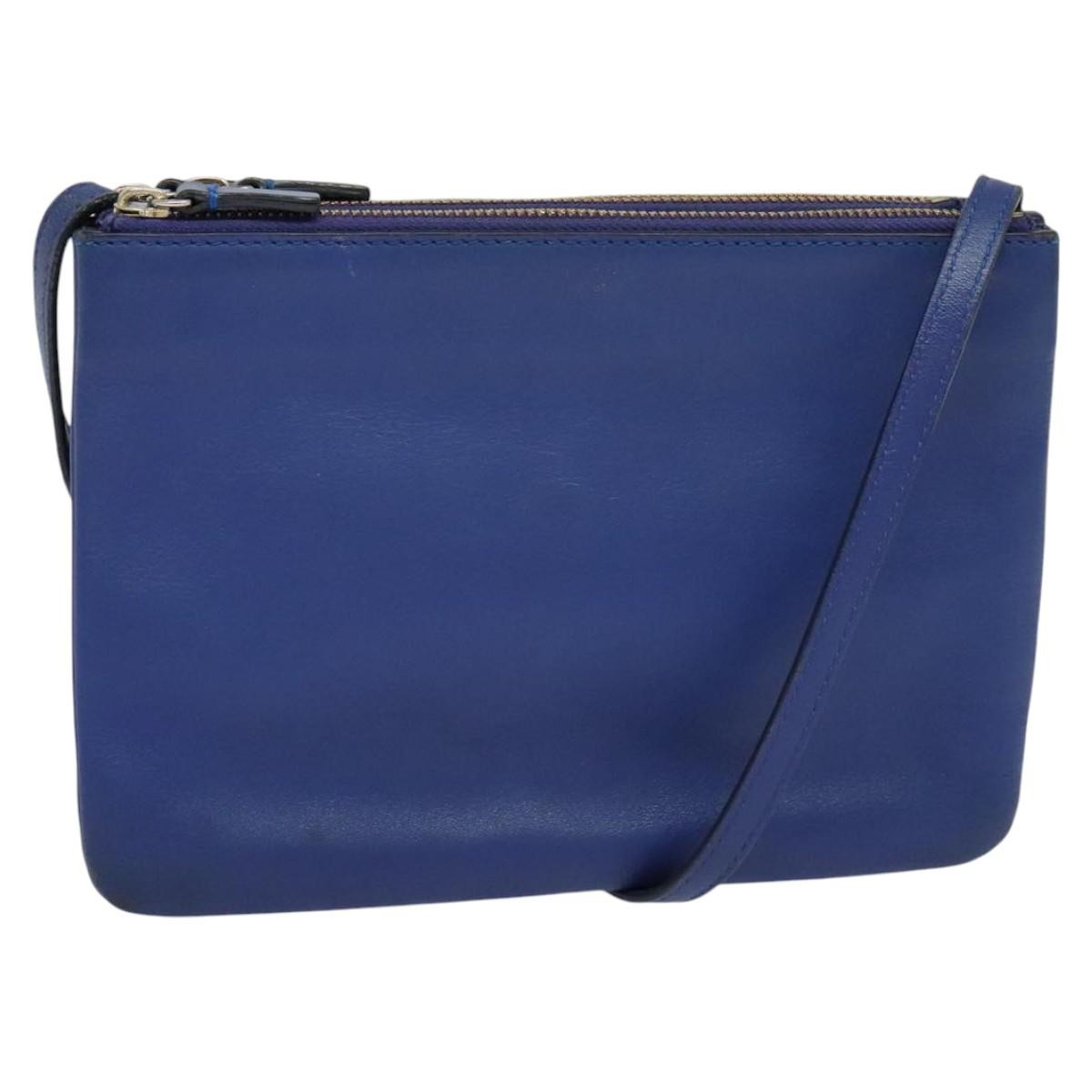 Celine Trio Crossbody Bag Leather, BLUE, LEATHER, Shoulder bag