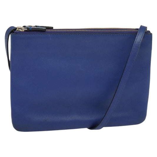 Celine Trio Crossbody Bag Leather, BLUE, LEATHER, Shoulder bag