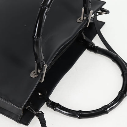 Gucci Bamboo Top Handle Convertible Tote Leather, BLACK, LEATHER, Tote bag