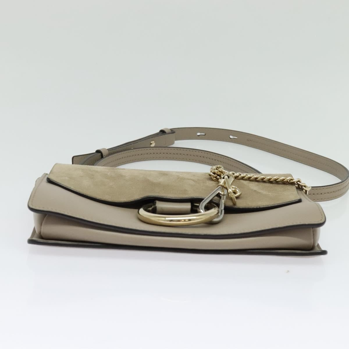 Chloe Faye Shoulder Bag Leather and Suede, GRAY, LEATHER, Shoulder bag