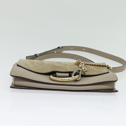 Chloe Faye Shoulder Bag Leather and Suede, GRAY, LEATHER, Shoulder bag