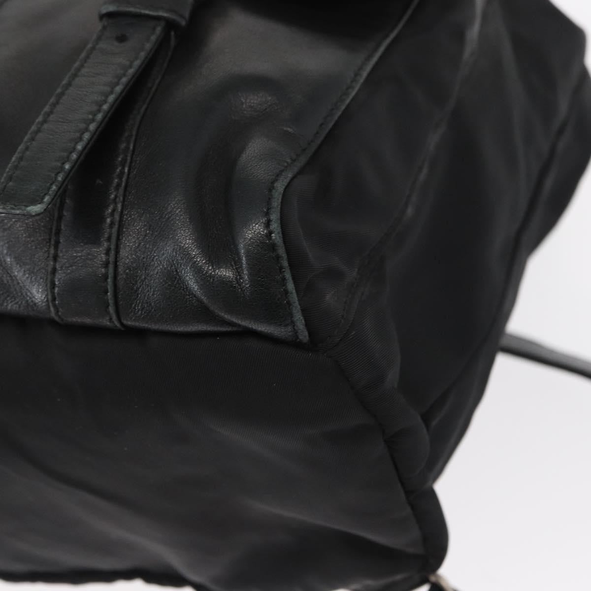 Prada Vela Double Front Pocket Backpack Tessuto with Saffiano Leather, BLACK, NYLON, Backpack