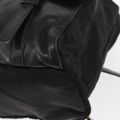 Prada Vela Double Front Pocket Backpack Tessuto with Saffiano Leather, BLACK, NYLON, Backpack