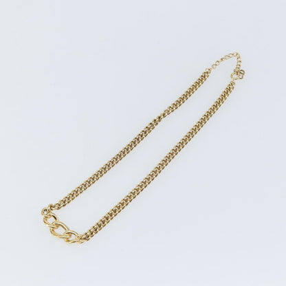 Christian Dior CD Chain Link Necklace Metal with Crystals, GOLD, METAL, Necklace