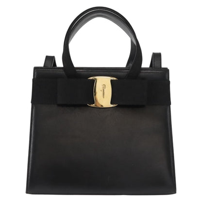 Salvatore Ferragamo Convertible Vara Bow Tote Leather, BLACK, LEATHER, Handbag