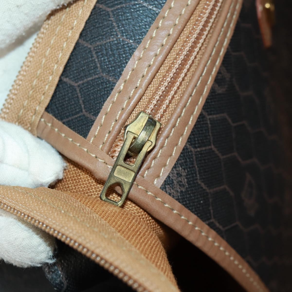 Christian Dior Vintage Honeycomb Boston bag Canvas and Leather, BLACK, CANVAS, Travel bag