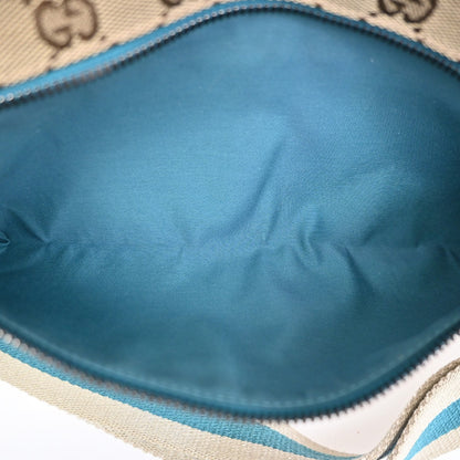 Gucci Vintage Double Belt Bag GG Canvas with Leather, BEIGE, CANVAS, Shoulder bag