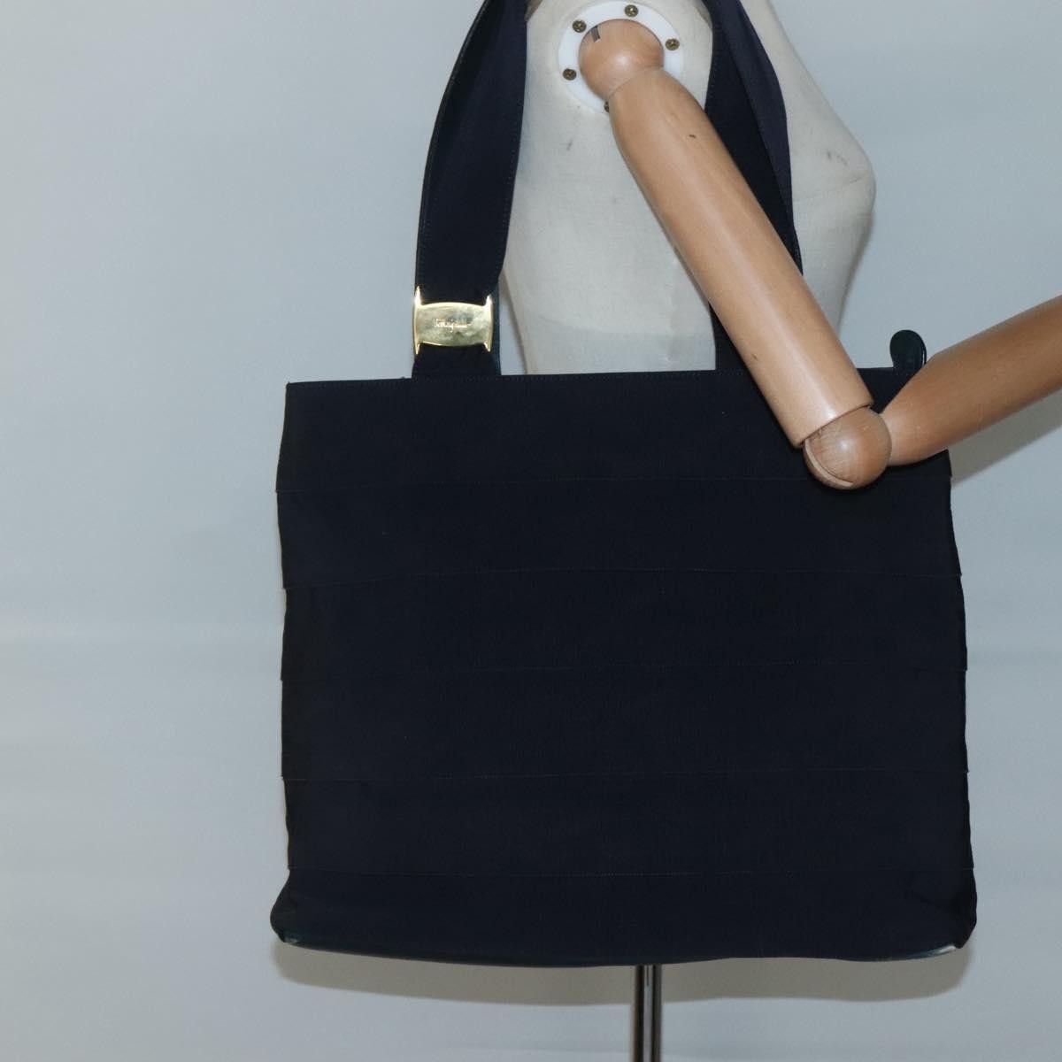 Salvatore Ferragamo Vala tote Canvas, NAVY, CANVAS, Tote bag