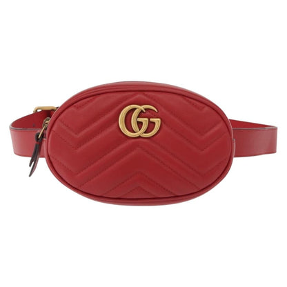 Gucci GG Marmont Belt Bag Matelasse Leather, RED, LEATHER, Clutche & pouche