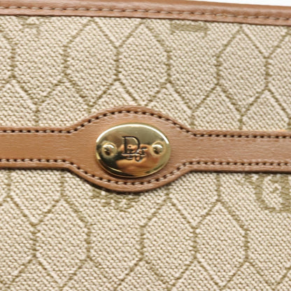 Christian Dior Vintage Honeycomb Zip Pouch Coated Canvas, BEIGE, PVC, Clutche & pouche