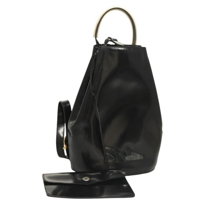 Salvatore Ferragamo Vintage Gancini Backpack Patent Leather, BLACK, PATENT_LEATHER, Backpack