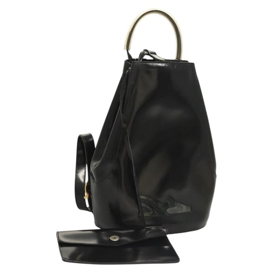 Salvatore Ferragamo Vintage Gancini Backpack Patent Leather, BLACK, PATENT_LEATHER, Backpack