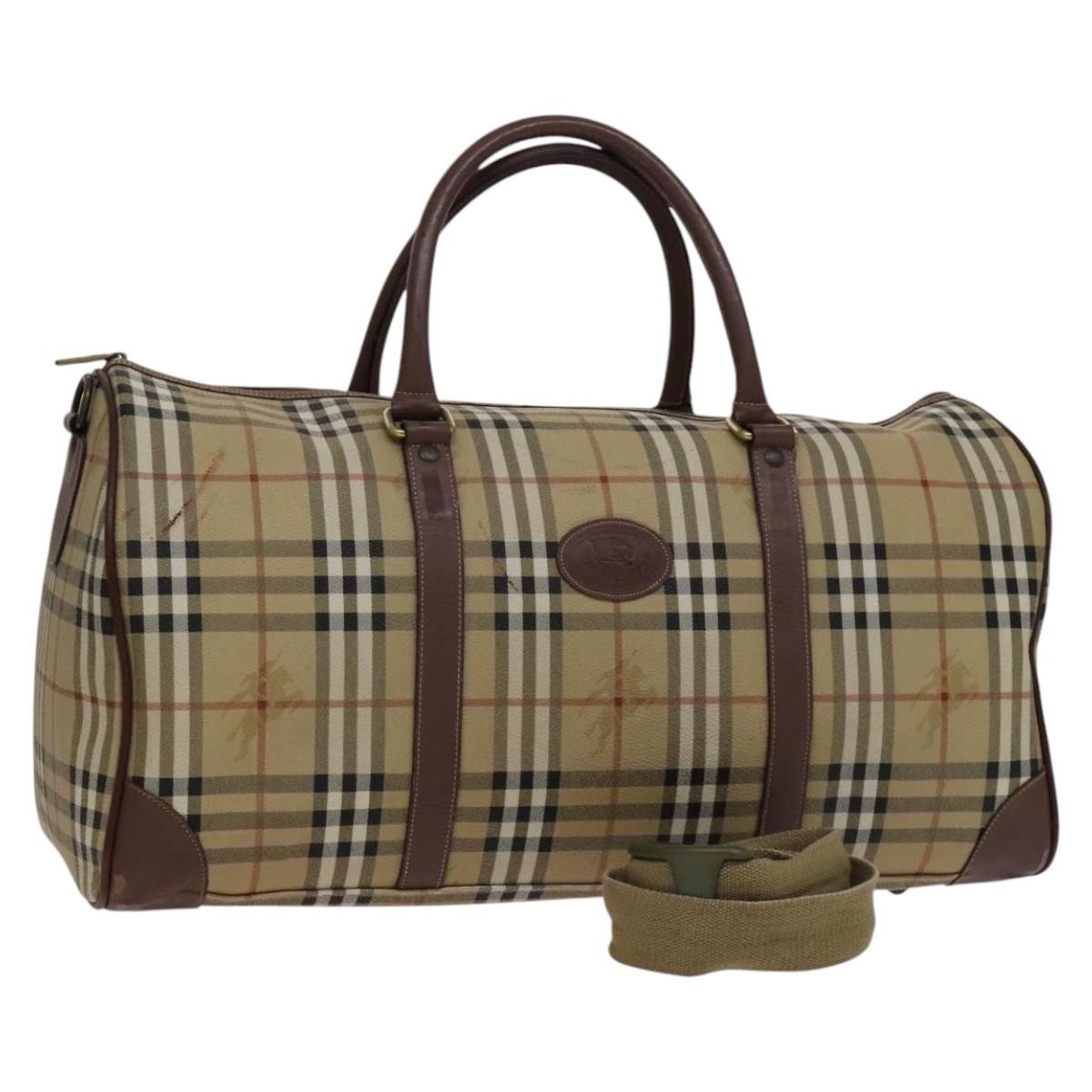 Burberry Convertible Weekend Duffle Bag Haymarket Coated Canvas, BEIGE, CANVAS, Travel bag