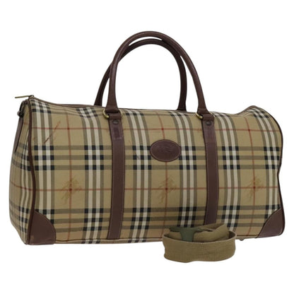 Burberry Convertible Weekend Duffle Bag Haymarket Coated Canvas, BEIGE, CANVAS, Travel bag