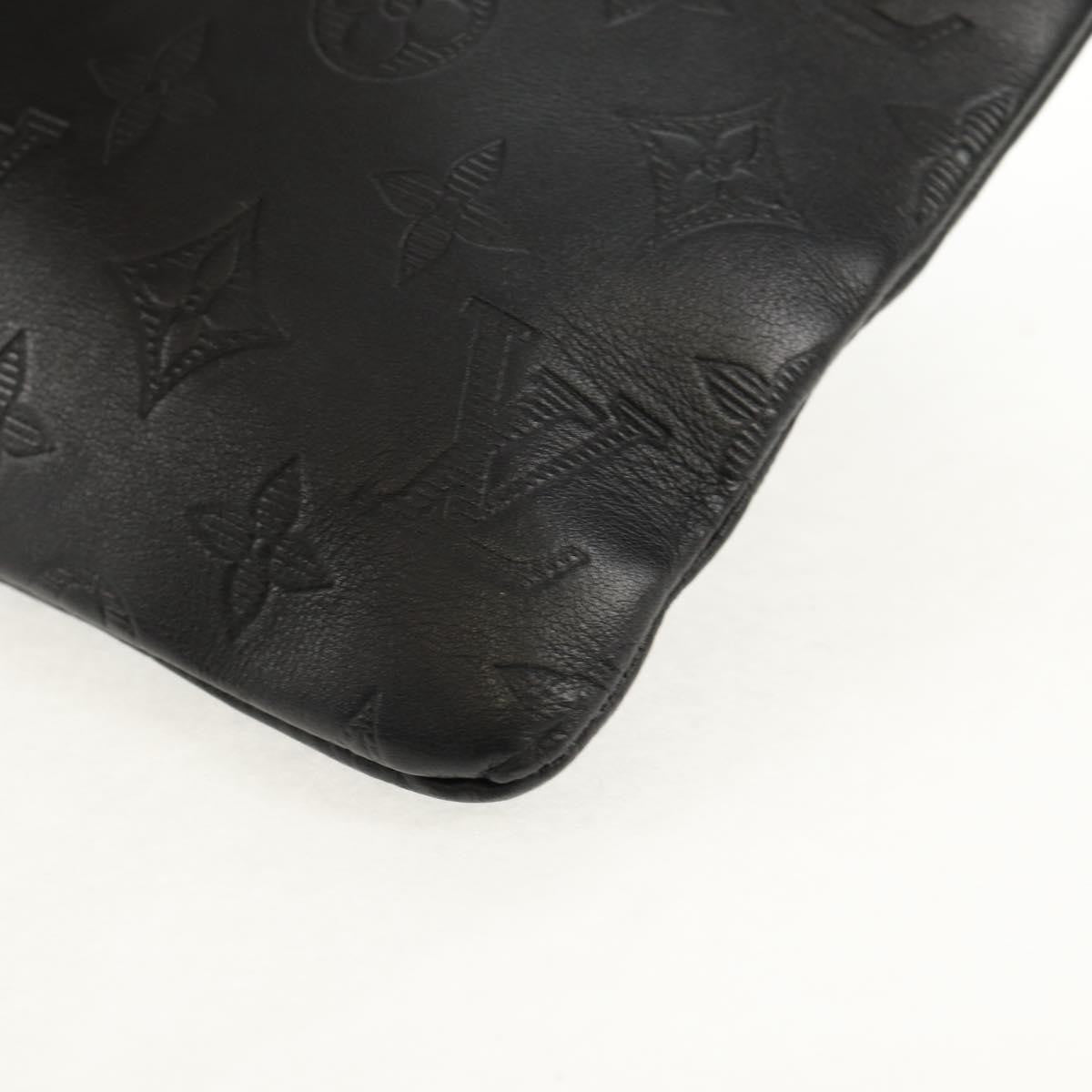 Louis Vuitton Discovery Pochette Monogram Shadow Leather, BLACK, LEATHER, Clutche & pouche
