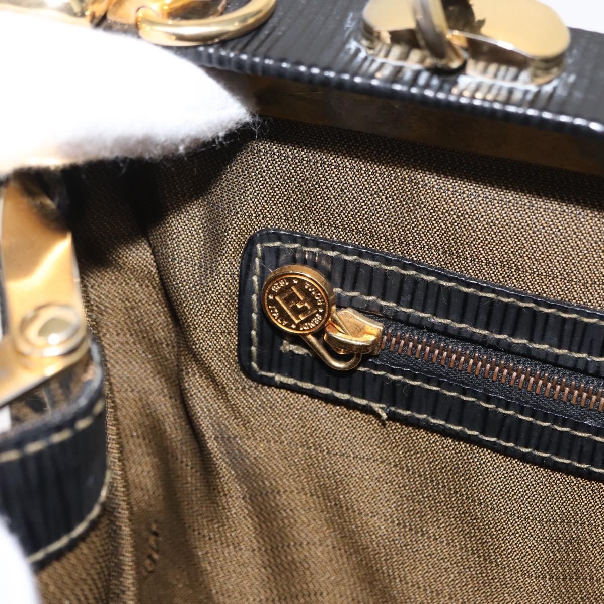 Fendi Vintage Zucca Handbag Zucca, BROWN, CANVAS, Handbag