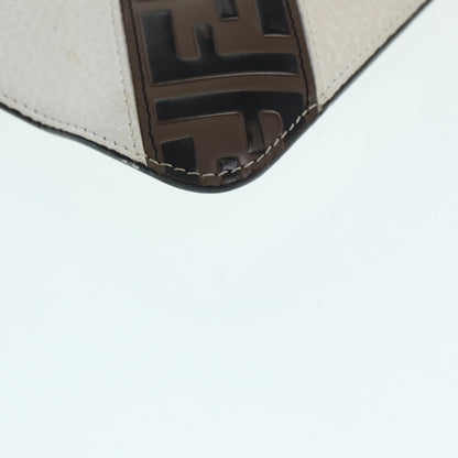 Fendi Mania Logo Zip Pouch Inlaid Leather, BEIGE, LEATHER, Clutche & pouche