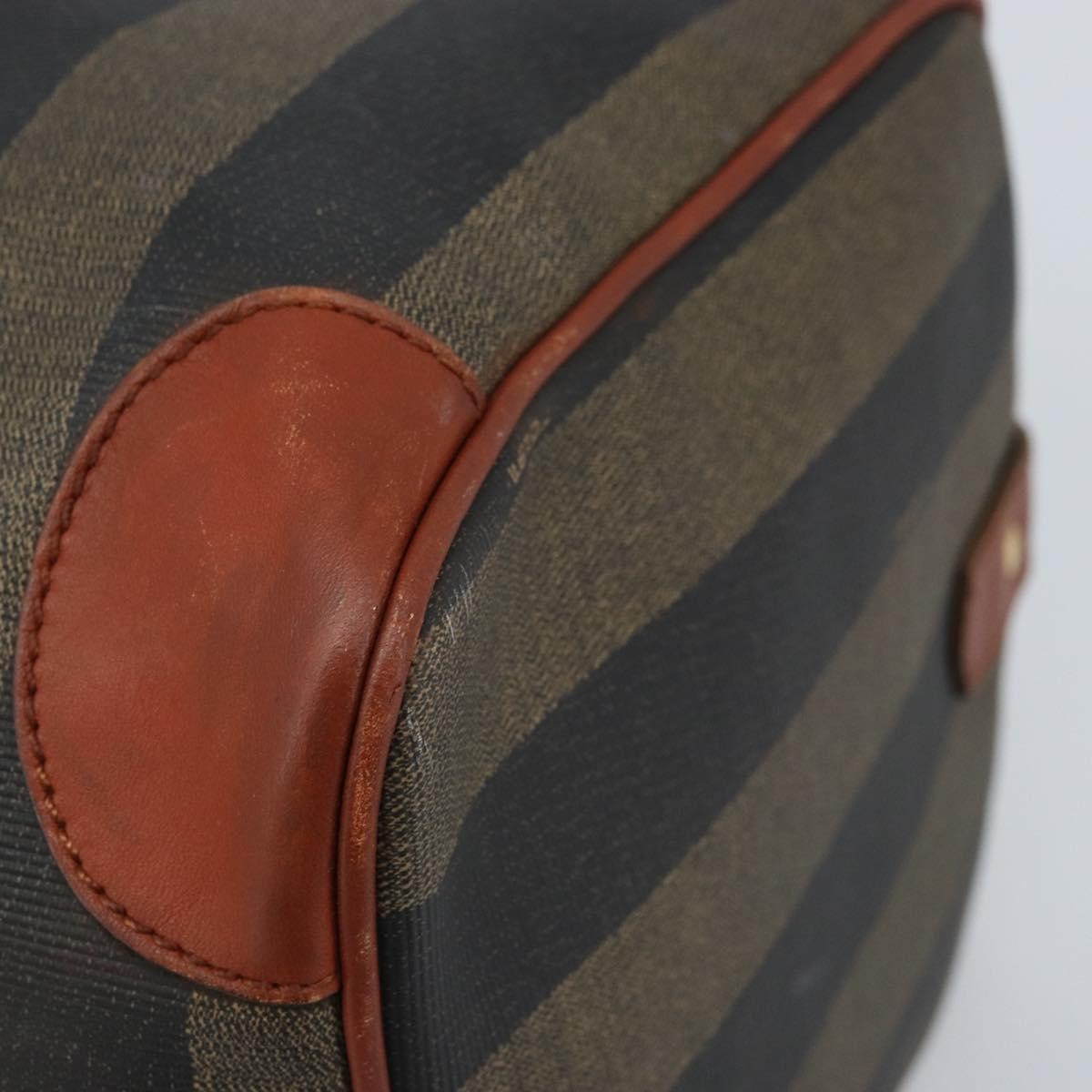 Fendi Vintage Pequin Boston Bag Coated Canvas, Brown, Canvas, Travel Bag