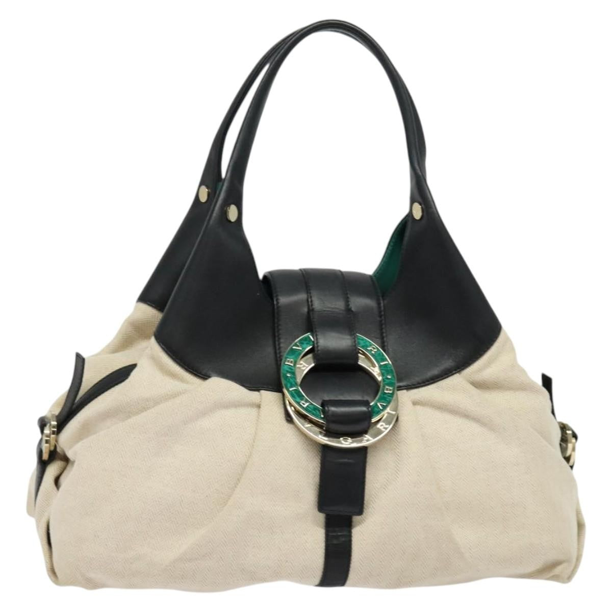 Bvlgari Chandra Hobo Canvas and Leather, BEIGE, CANVAS, Shoulder bag