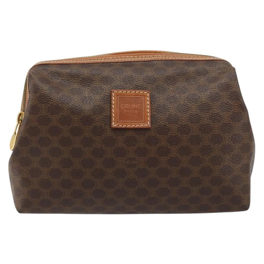 Celine Macadam Pochette Canvas and Leather, Brown, Canvas, Clutch