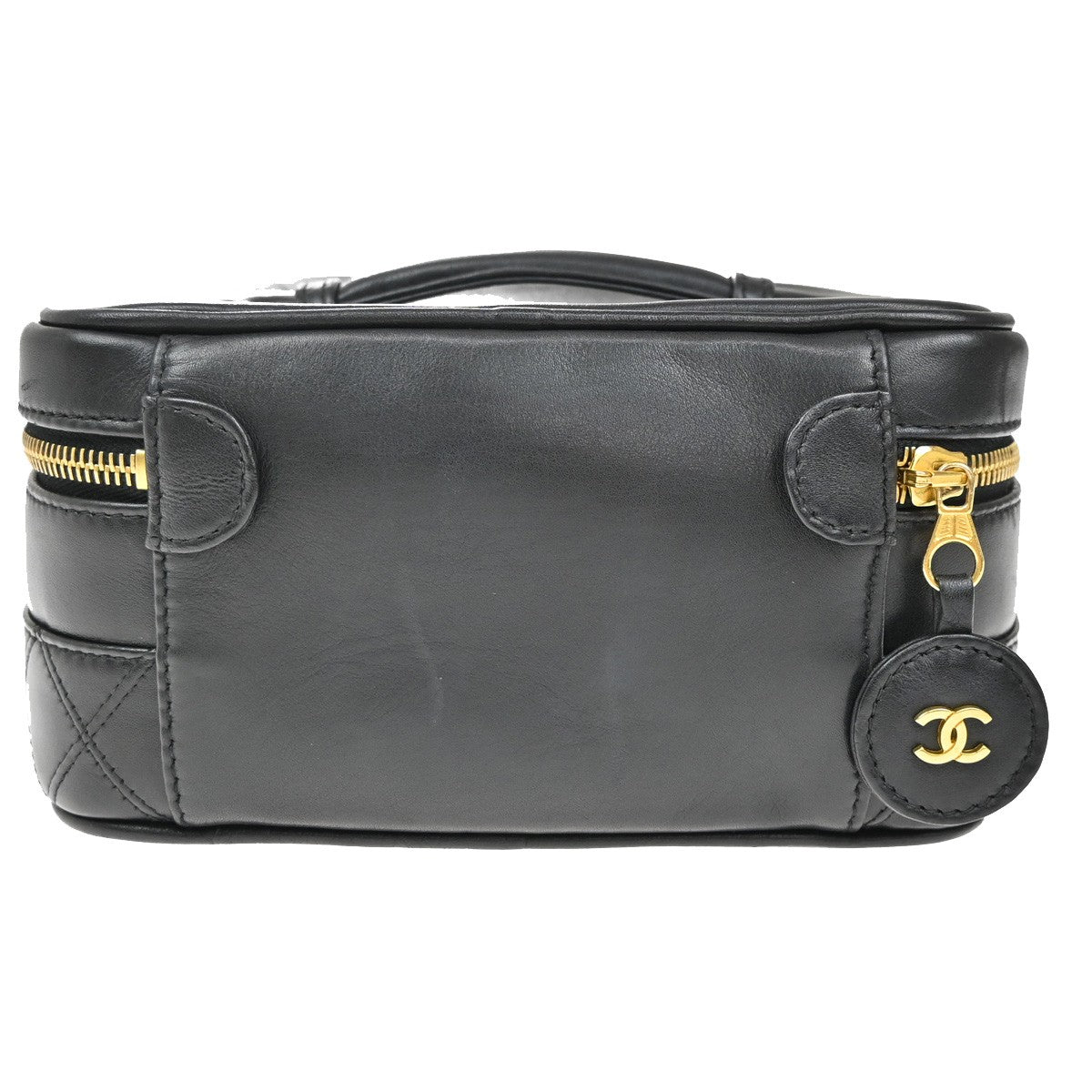 Chanel Vanity pouch Leather, BLACK, LEATHER, Toiletry Case