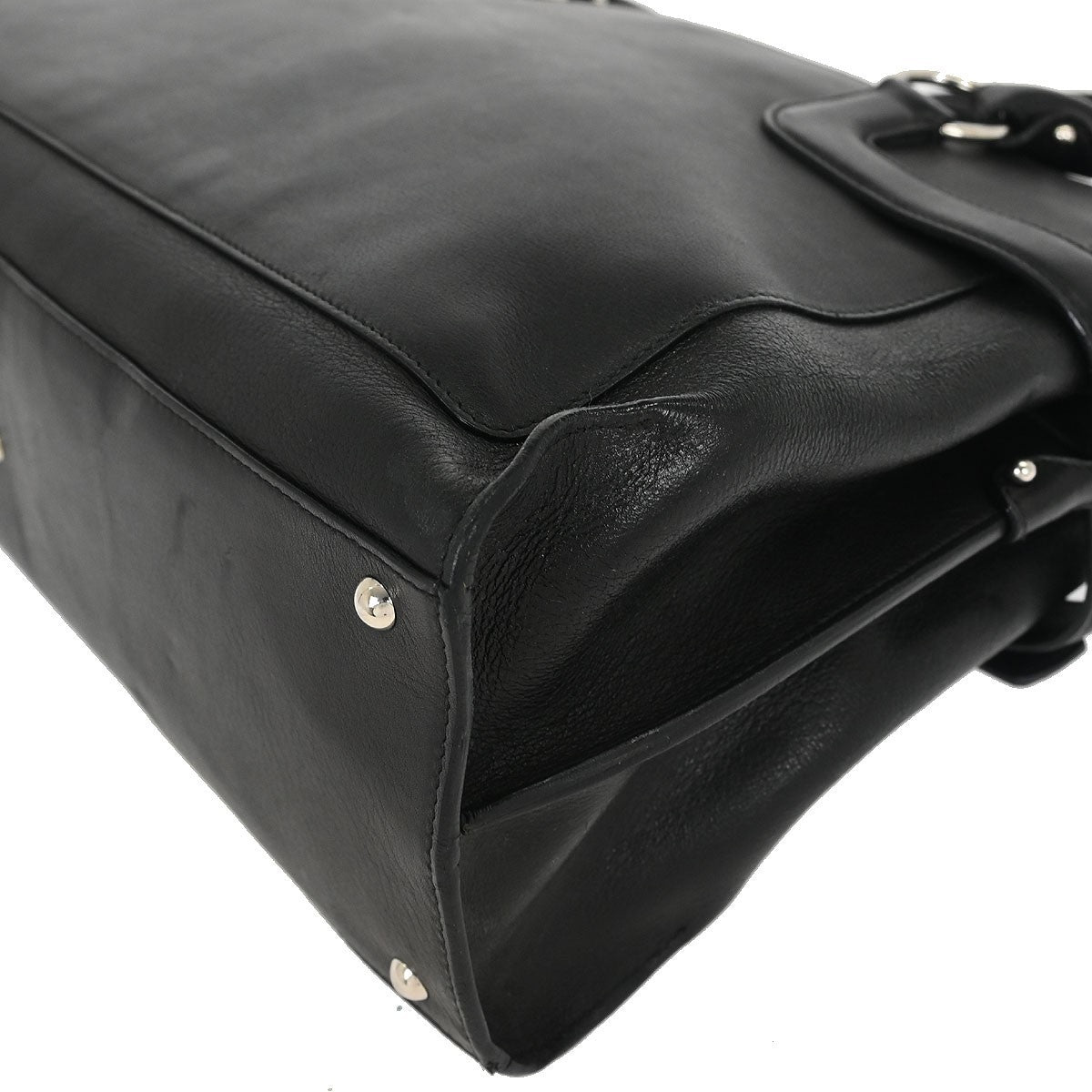 Salvatore Ferragamo Gancini handbag Leather, BLACK, LEATHER, Handbag