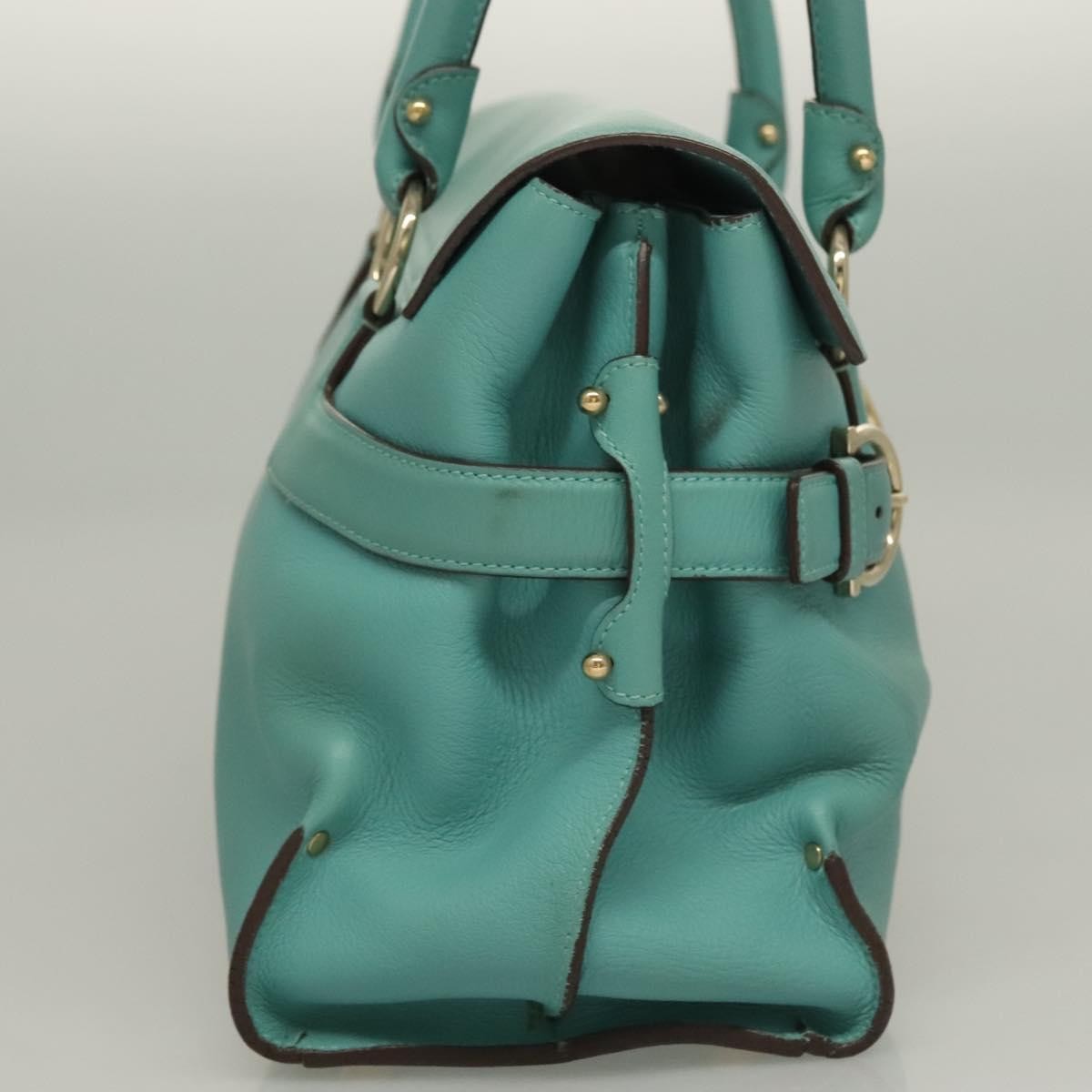 Salvatore Ferragamo Virna Satchel Leather, TURQUOISE, LEATHER, Handbag