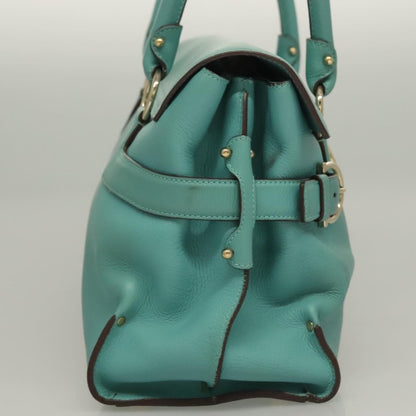 Salvatore Ferragamo Virna Satchel Leather, TURQUOISE, LEATHER, Handbag