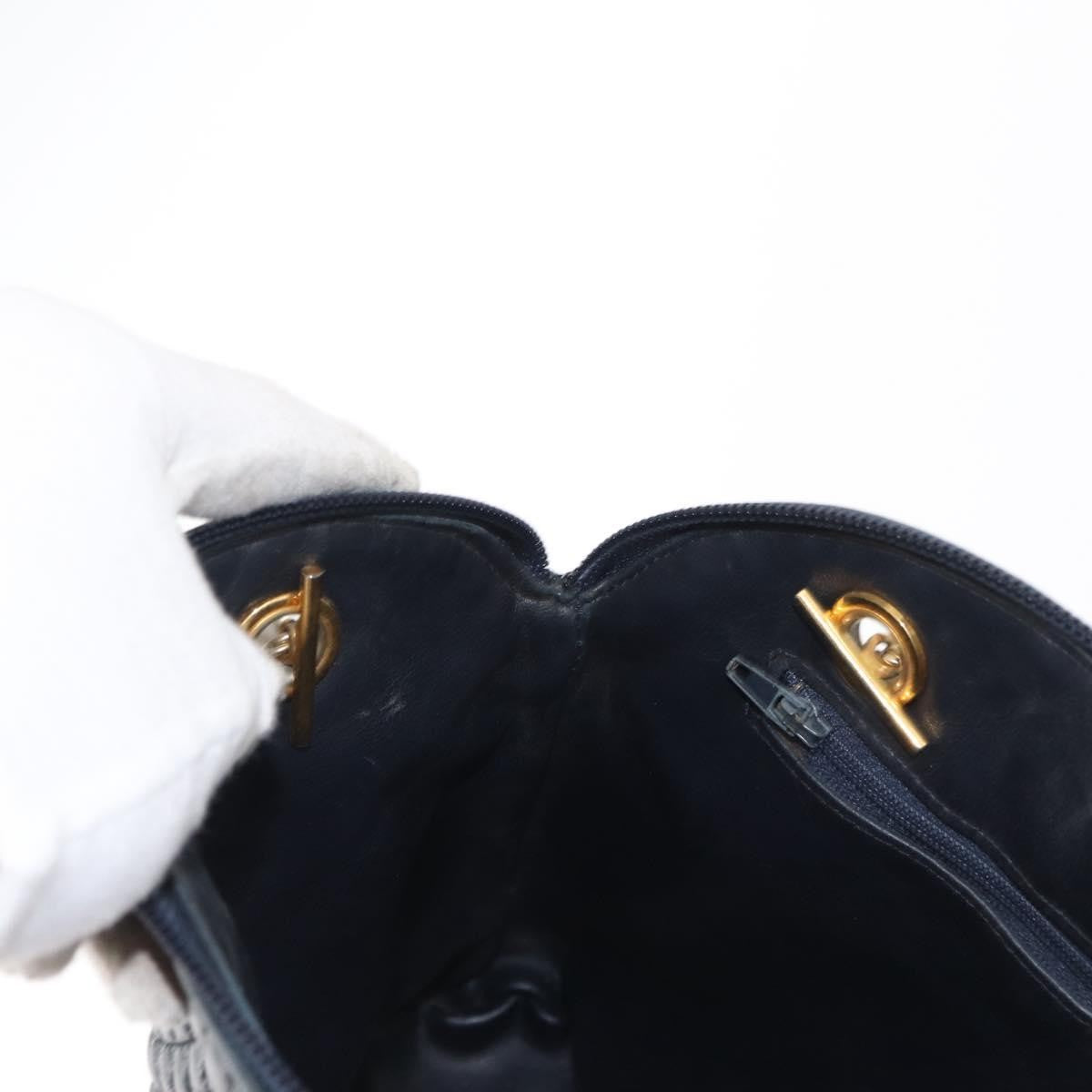 Bally Vintage Chain Shoulder Bag Quilted Leather, NAVY, LEATHER, Shoulder bag