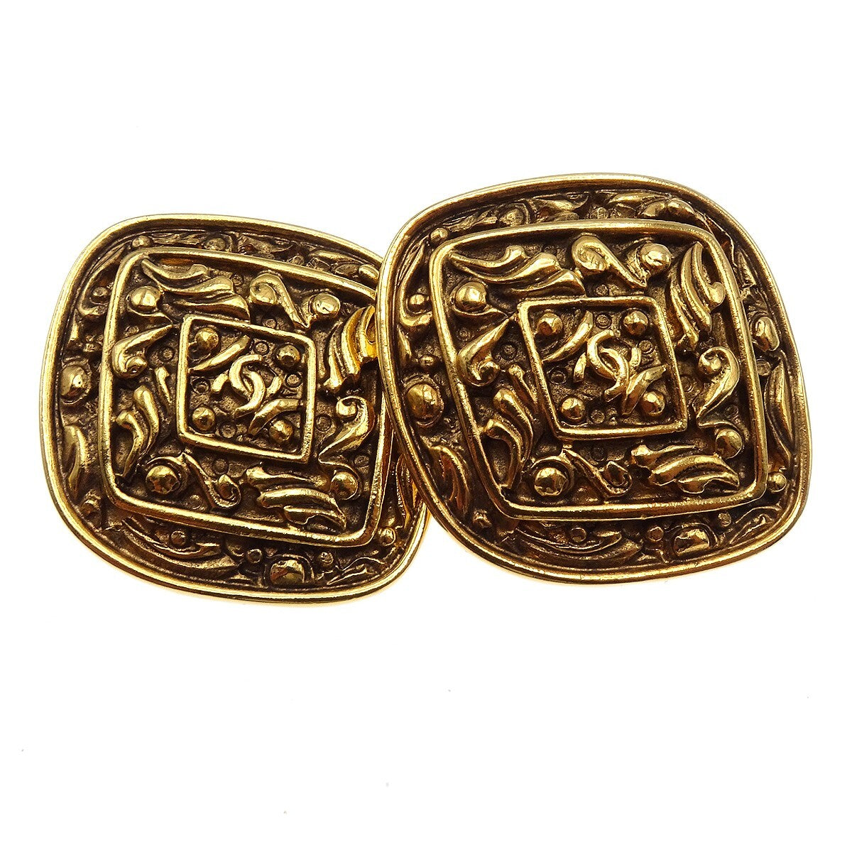 Chanel Vintage Diamond Clip-On Earrings Gold-plated, GOLD, GOLD_PLATED, Earrings