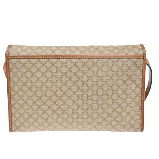 Celine Macadam Pochette Canvas and Leather, BEIGE, PVC, Clutche & pouche