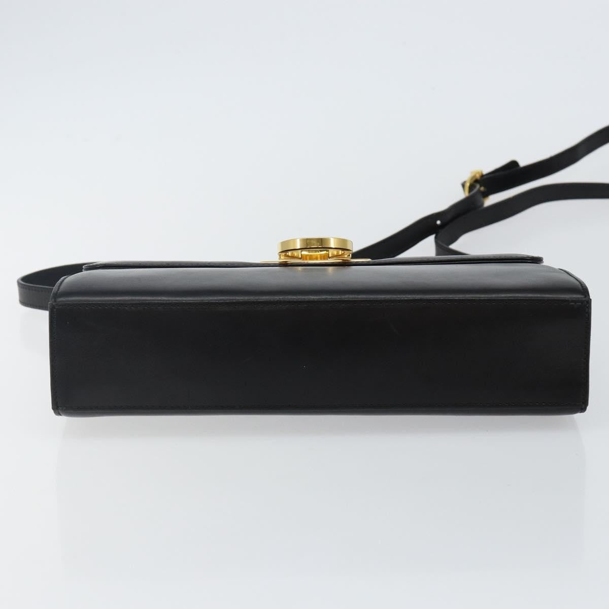 Salvatore Ferragamo Gancini Shoulder Bag Leather, BLACK, LEATHER, Shoulder bag