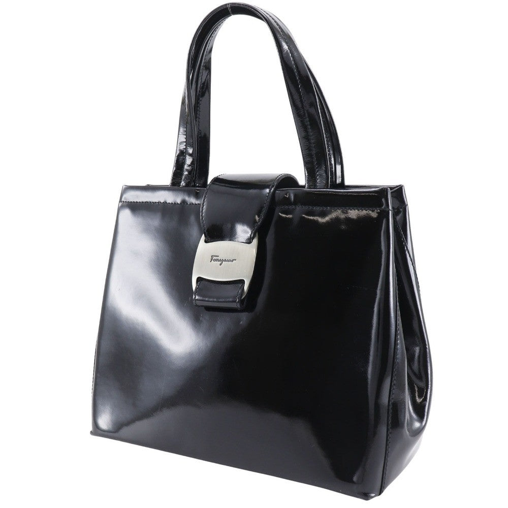 Salvatore Ferragamo Convertible Vara Bow Tote Patent Leather, BLACK, PATENT_LEATHER, Handbag