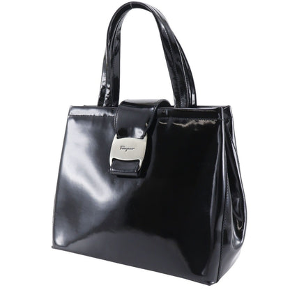 Salvatore Ferragamo Convertible Vara Bow Tote Patent Leather, BLACK, PATENT_LEATHER, Handbag