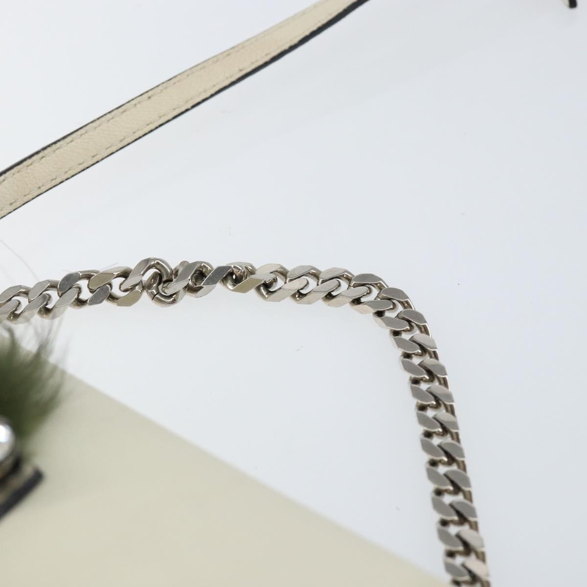 Fendi Monster Baguette Leather, WHITE, LEATHER, Shoulder bag