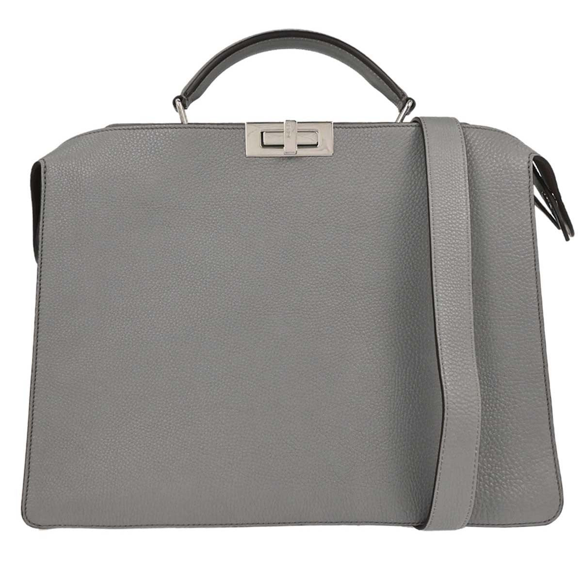Fendi Peekaboo ISeeU Briefcase Leather, GRAY, LEATHER, Briefcase
