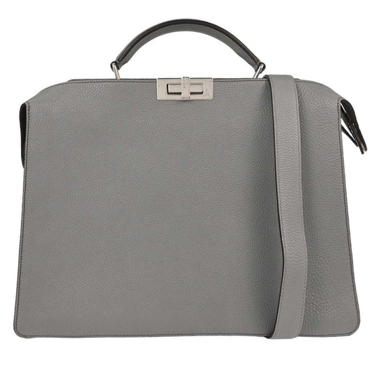 Fendi Peekaboo ISeeU Briefcase Leather, GRAY, LEATHER, Briefcase