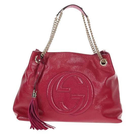 Gucci Soho Chain Strap Shoulder Bag Patent, PINK, PATENT_LEATHER, Shoulder bag