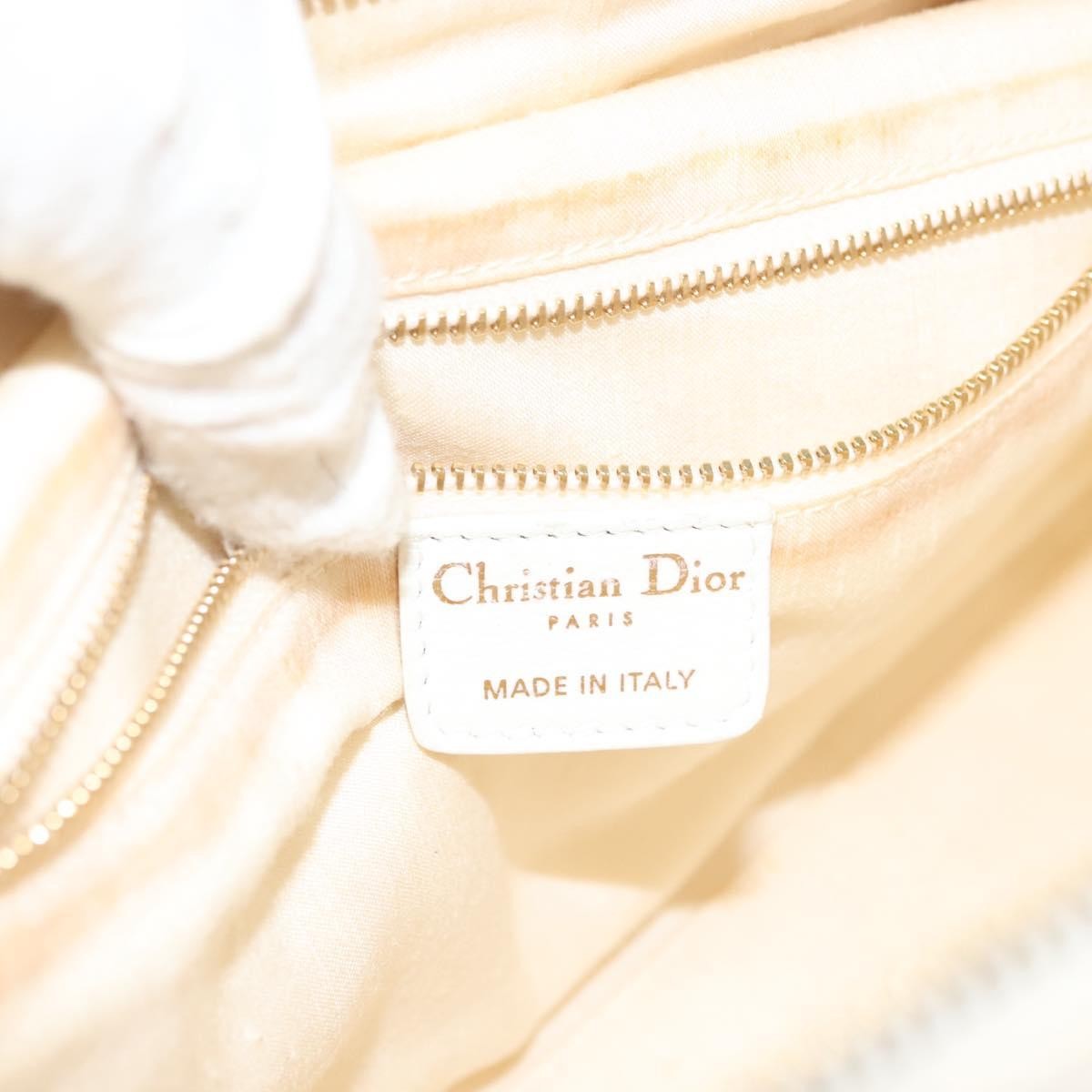 Christian Dior Cannage Handbag Canvas, WHITE, CANVAS, Handbag