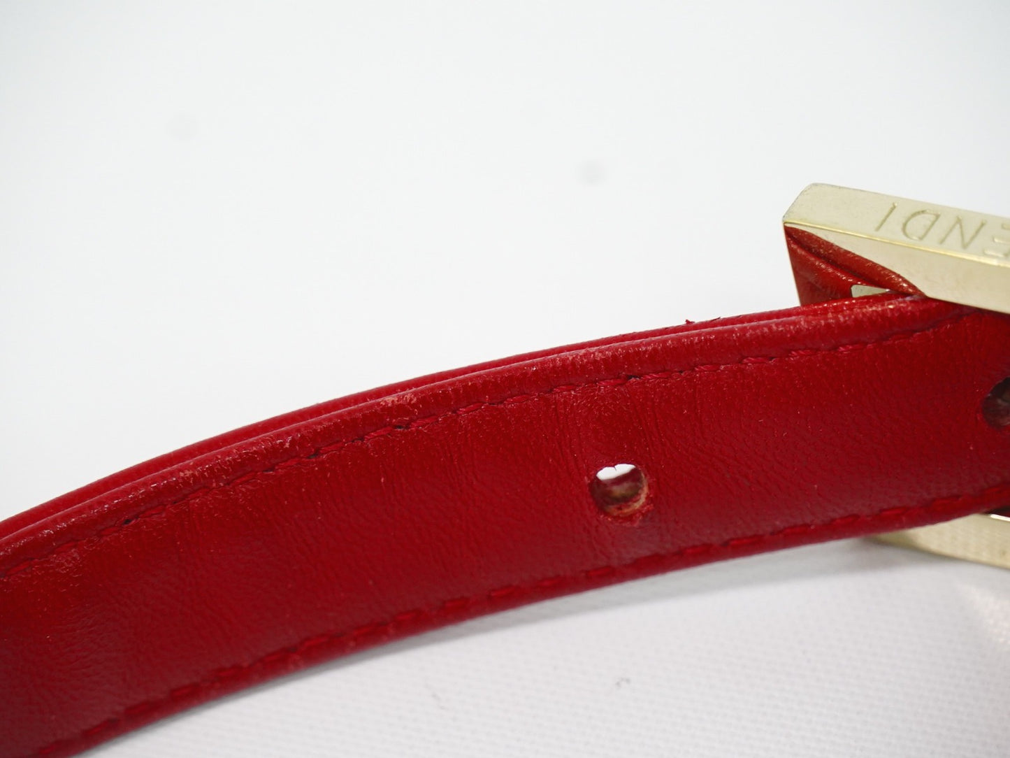 Fendi Mamma baguette Leather, Red, Leather, Handbag