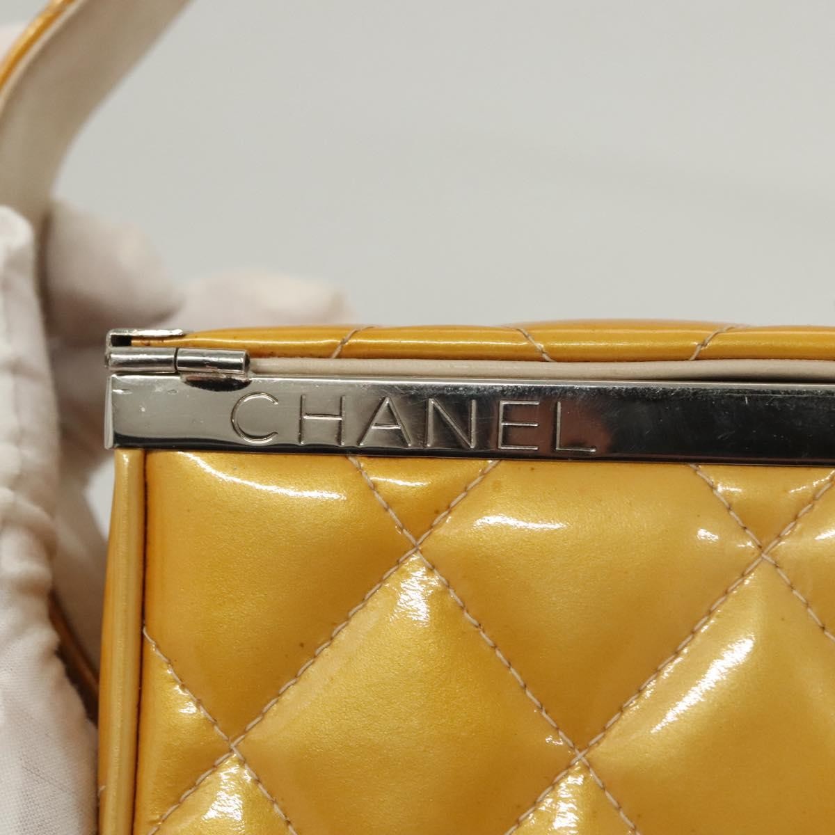 Chanel Vintage Metal Box Bag Quilted Lambskin, YELLOW, PATENT_LEATHER, Handbag