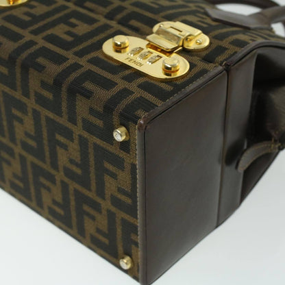 Fendi Vintage Top Handle Lock Box Bag Zucca Canvas, BROWN, CANVAS, Handbag