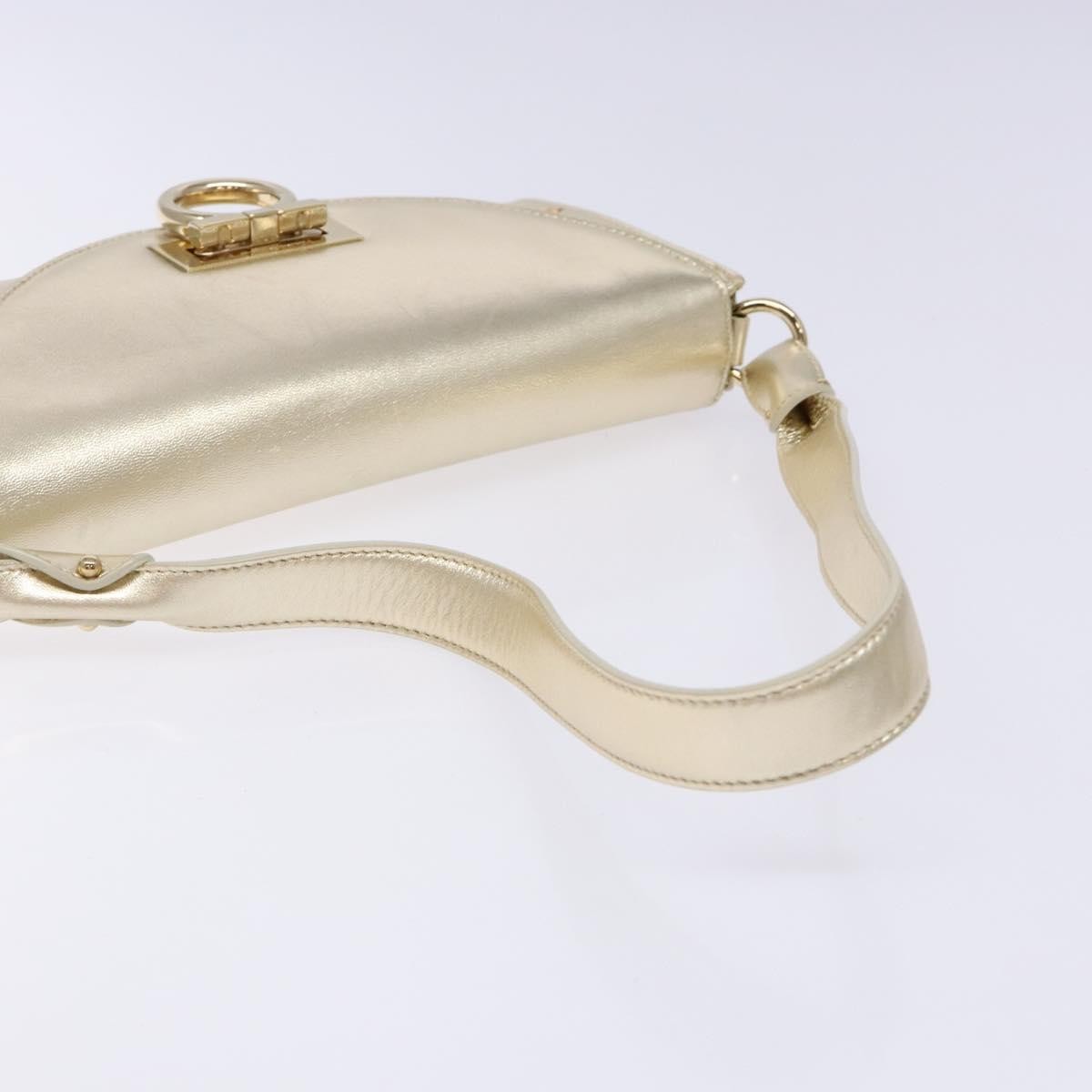 Salvatore Ferragamo Gancini Shoulder Bag Leather, GOLD, LEATHER, Shoulder bag