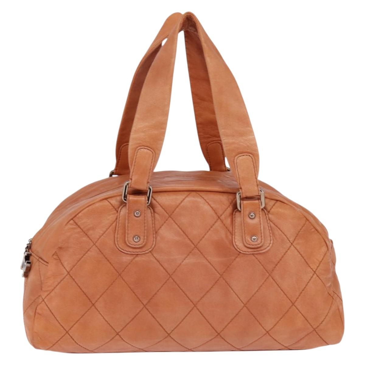 Chanel Cloudy Bundle Bowler Bag Quilted Lambskin, BROWN, LEATHER, Handbag