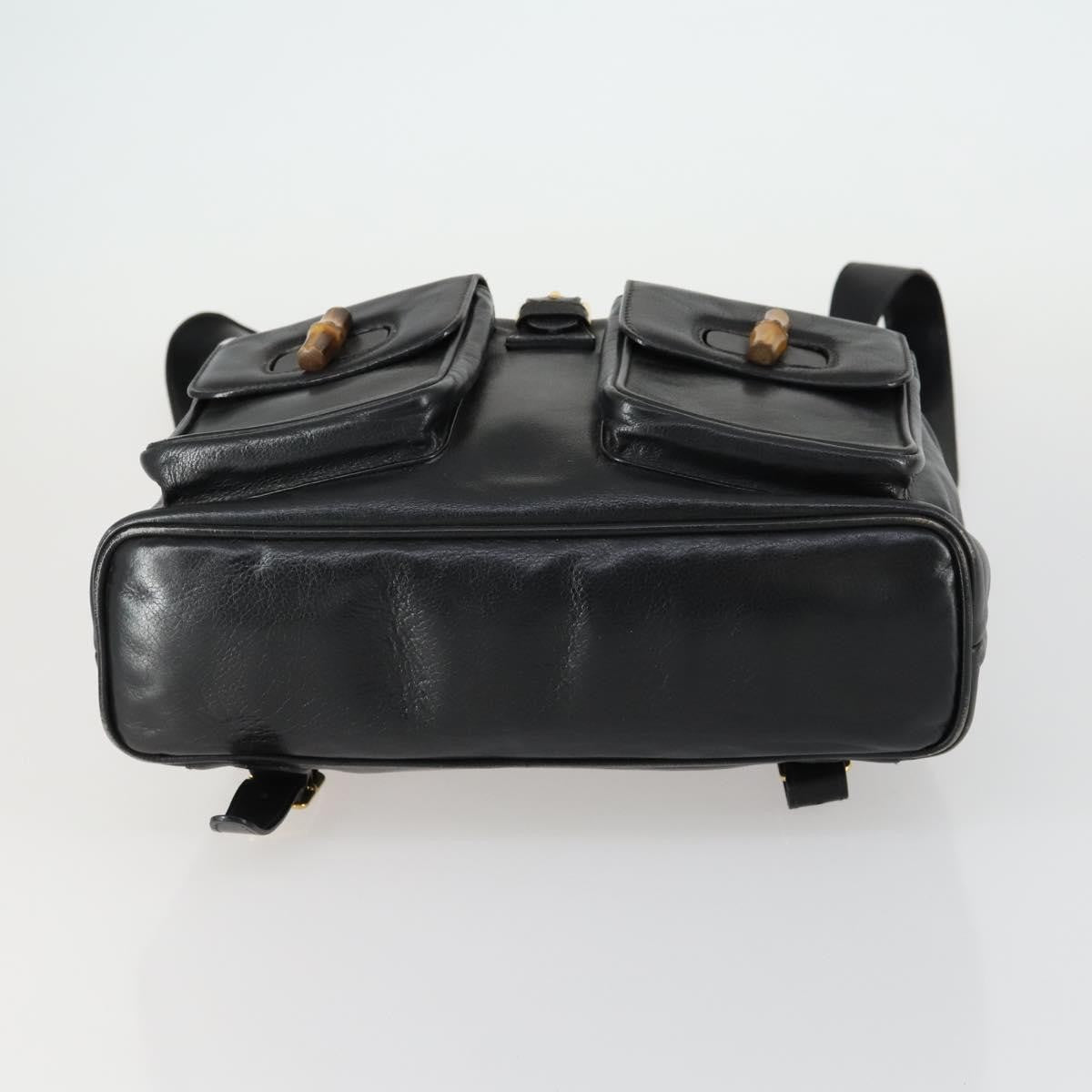 Gucci Vintage Bamboo Backpack Leather, BLACK, LEATHER, Backpack