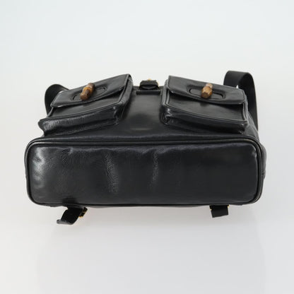 Gucci Vintage Bamboo Backpack Leather, BLACK, LEATHER, Backpack